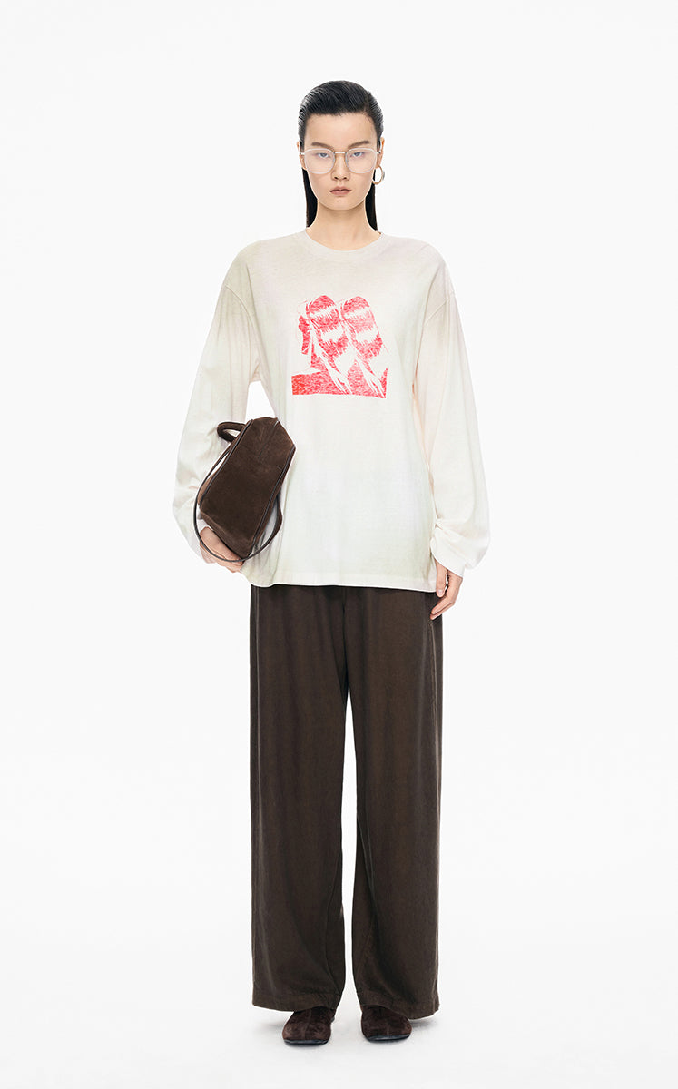 T-shirt / JNBY Black & White Comic Print Cotton Tee White