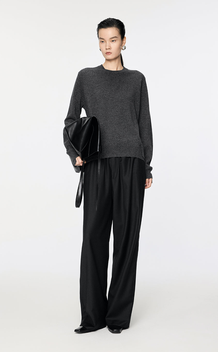 Sweater / JNBY Asymmetrical Wool & Yak Sweater Dark gray