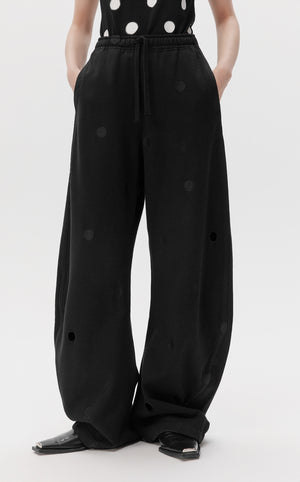 Pants / JNBY Wide-leg Polka-dot Loose Fit Casual Pants(100% cotton) Black