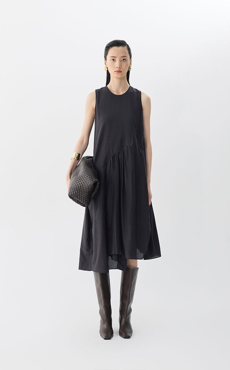 Dress / JNBY Sleeveless A-Line Cotton-Silk Dress Black