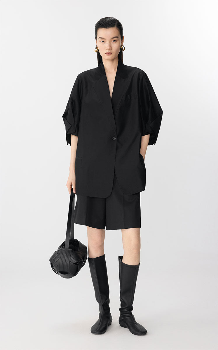 Blazer / JNBY Oversized Silk Wool Blazer Black
