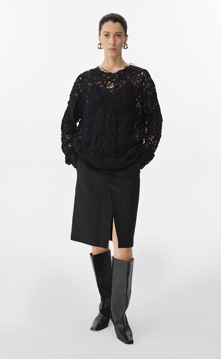 Sweater / JNBY Oversized Textured Knit Sweater Black