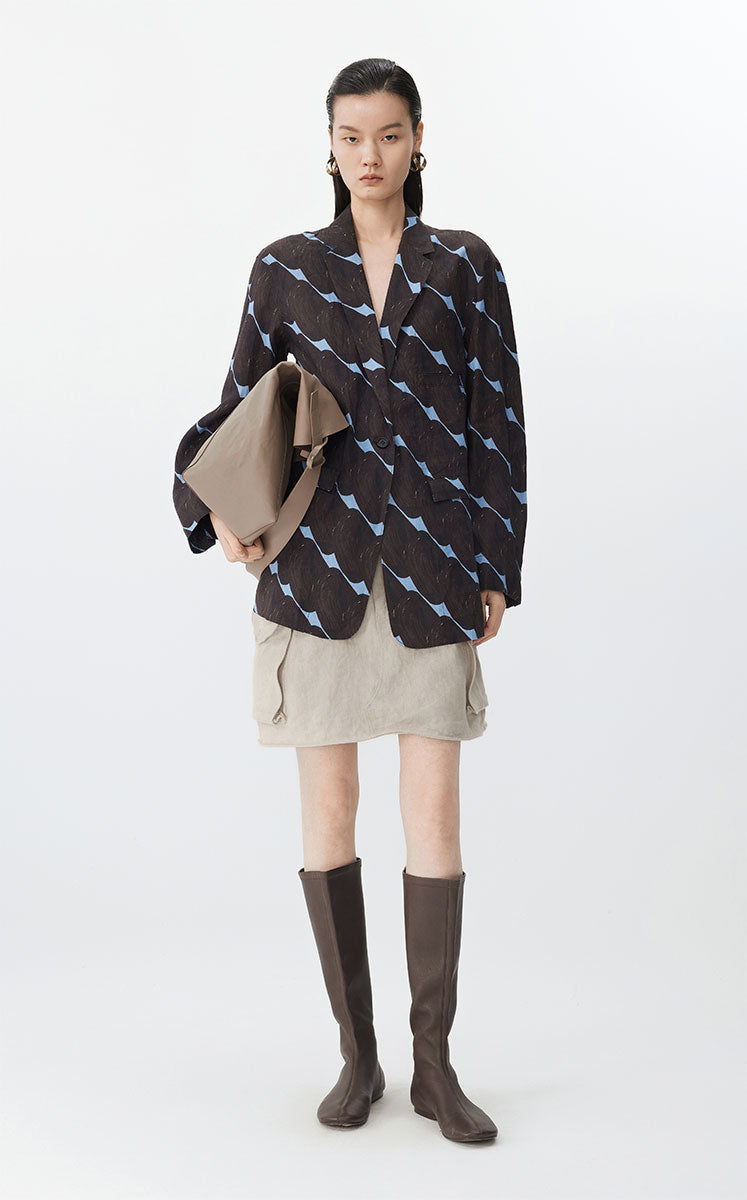 Blazer / JNBY Floral Loose Single-Breasted Blazer Brown