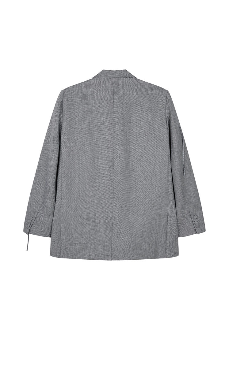 JNBY クラシックスカーフネックジャケット グレー Blazer / JNBY Fringe-Trim Relaxed H-Line Blazer