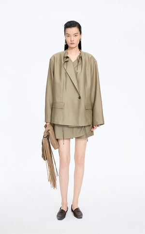 Blazer / JNBY Oversize Drawstring Collarless Blazer Brown