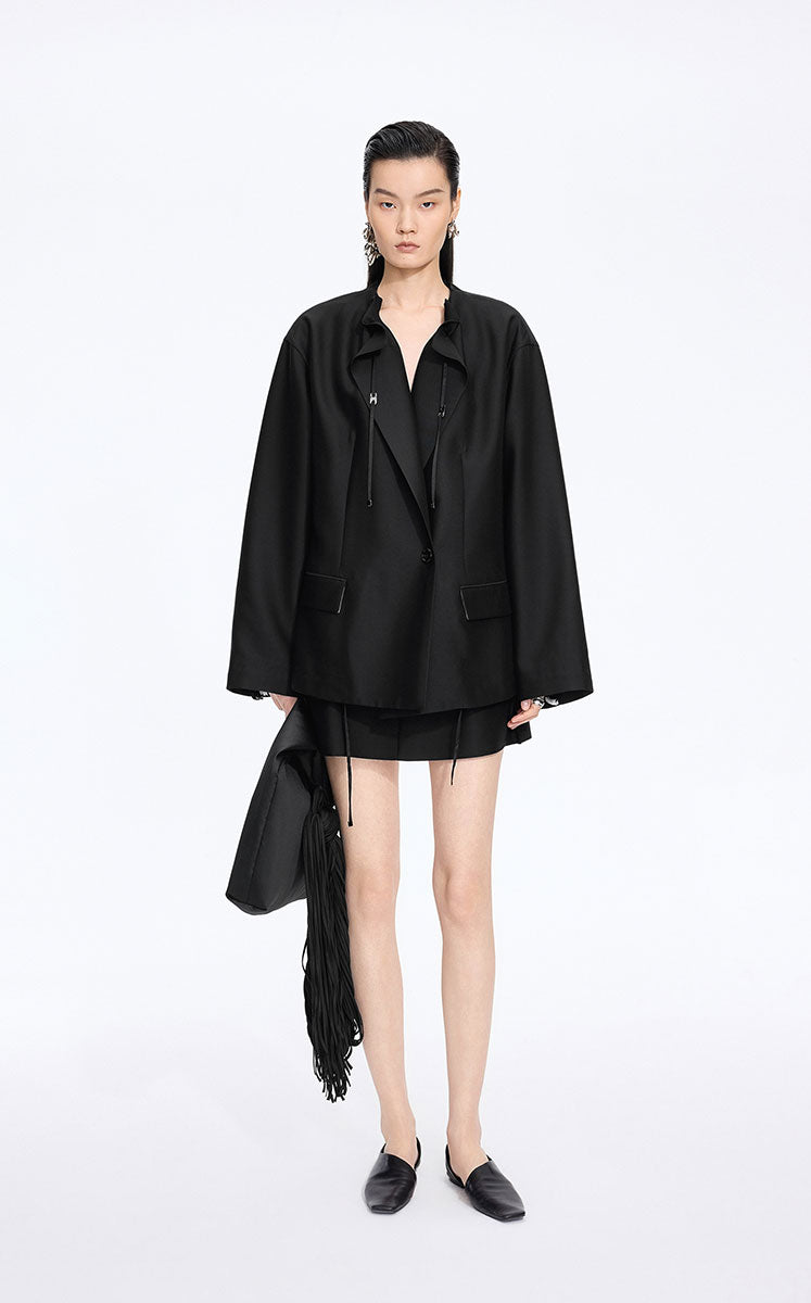 Blazer / JNBY Oversize Drawstring Collarless Blazer Black