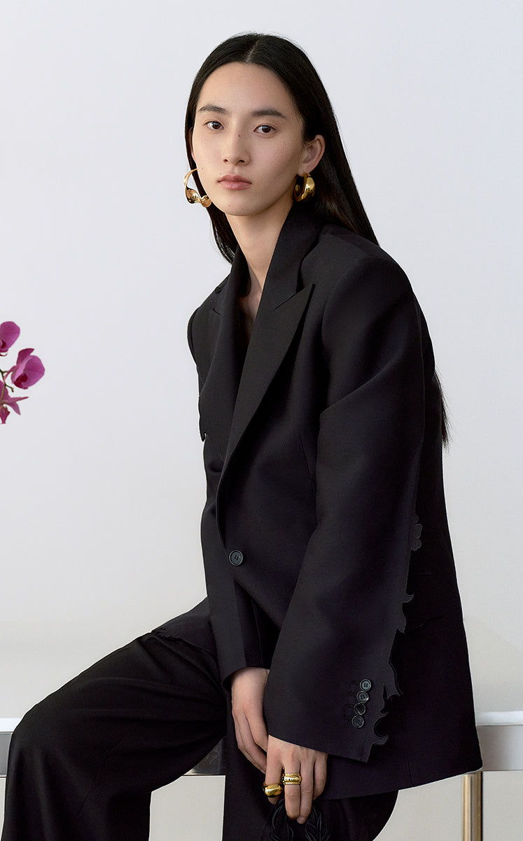Blazer / JNBY Tailored Sculpted Cutout Floral Blazer Black