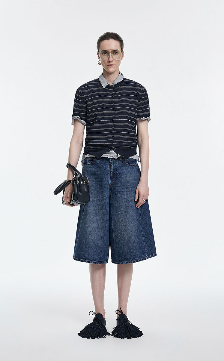 Cardigan / JNBY Cotton Stripe Short Sleeve Knit Navy Assortment