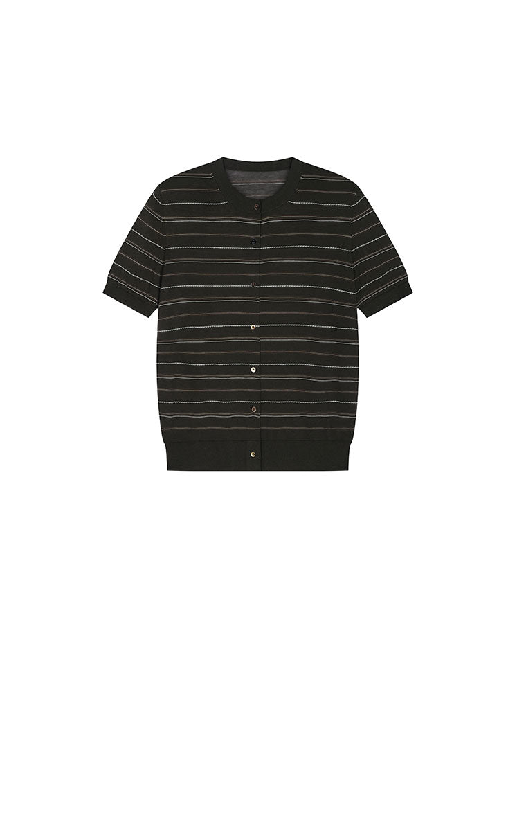 Cardigan / JNBY Cotton Stripe Short Sleeve Knit