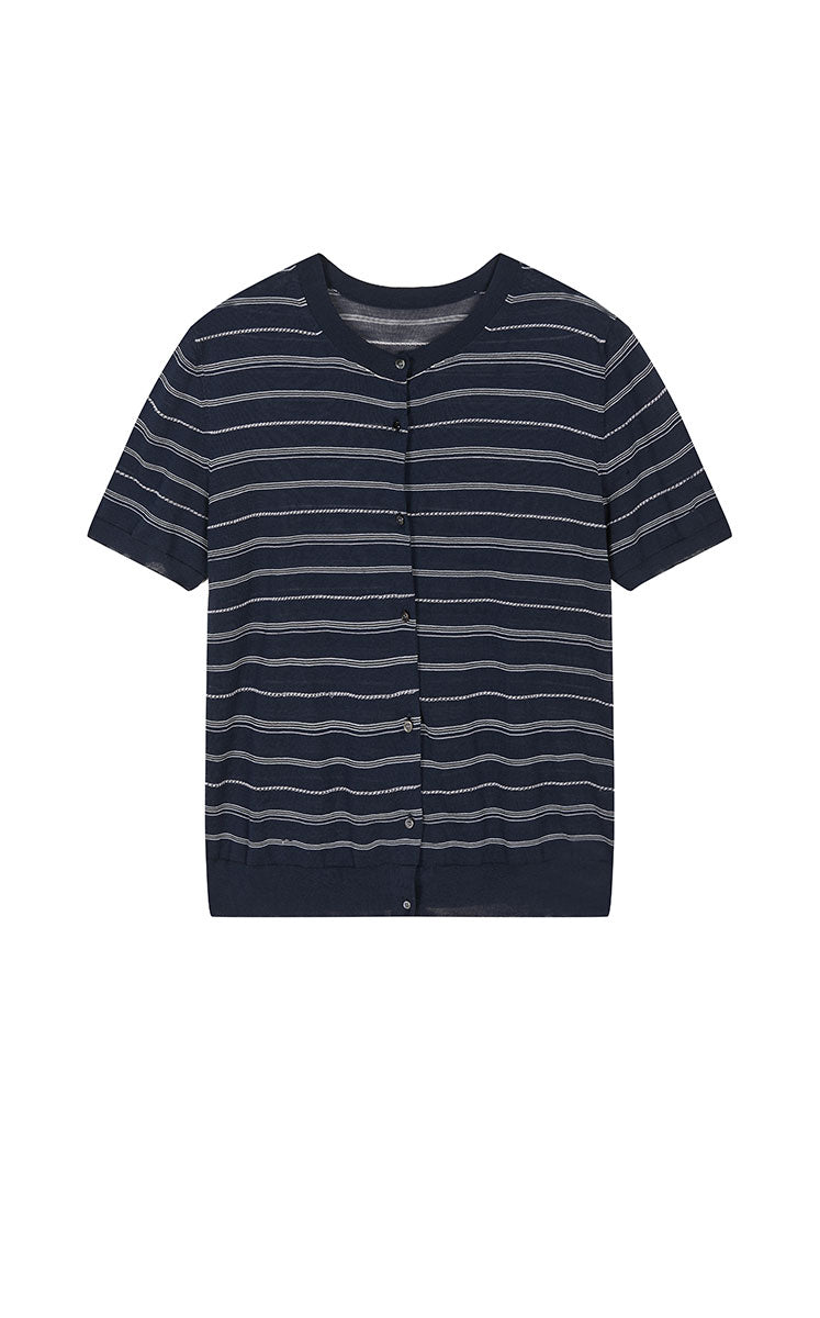 Cardigan / JNBY Cotton Stripe Short Sleeve Knit