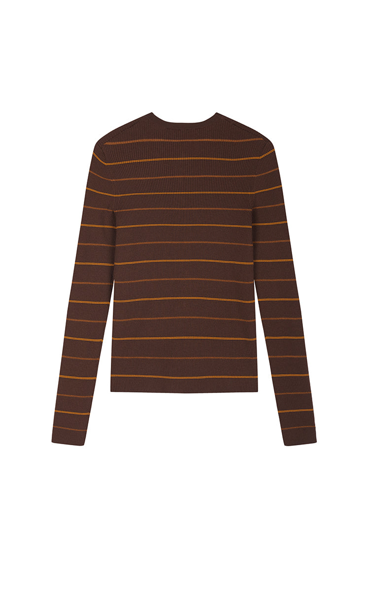 Cardigan / JNBY Merino Wool Blend Striped Ribbed Knit