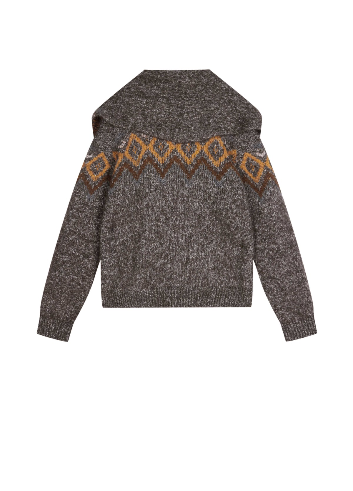 Cardigan / JNBY Alpaca Blend Geometric Knit Heather Grey Brown-1
