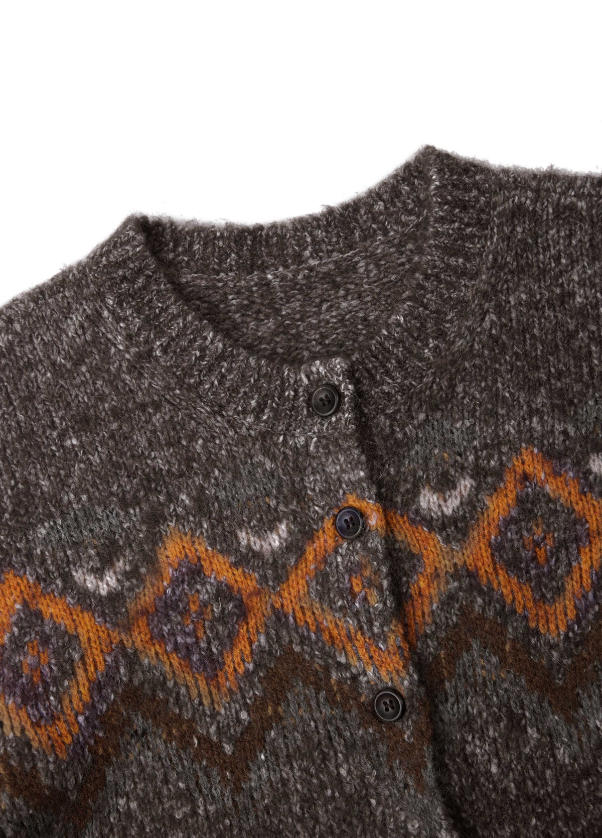 Cardigan / JNBY Alpaca Blend Geometric Knit Heather Grey Brown-1
