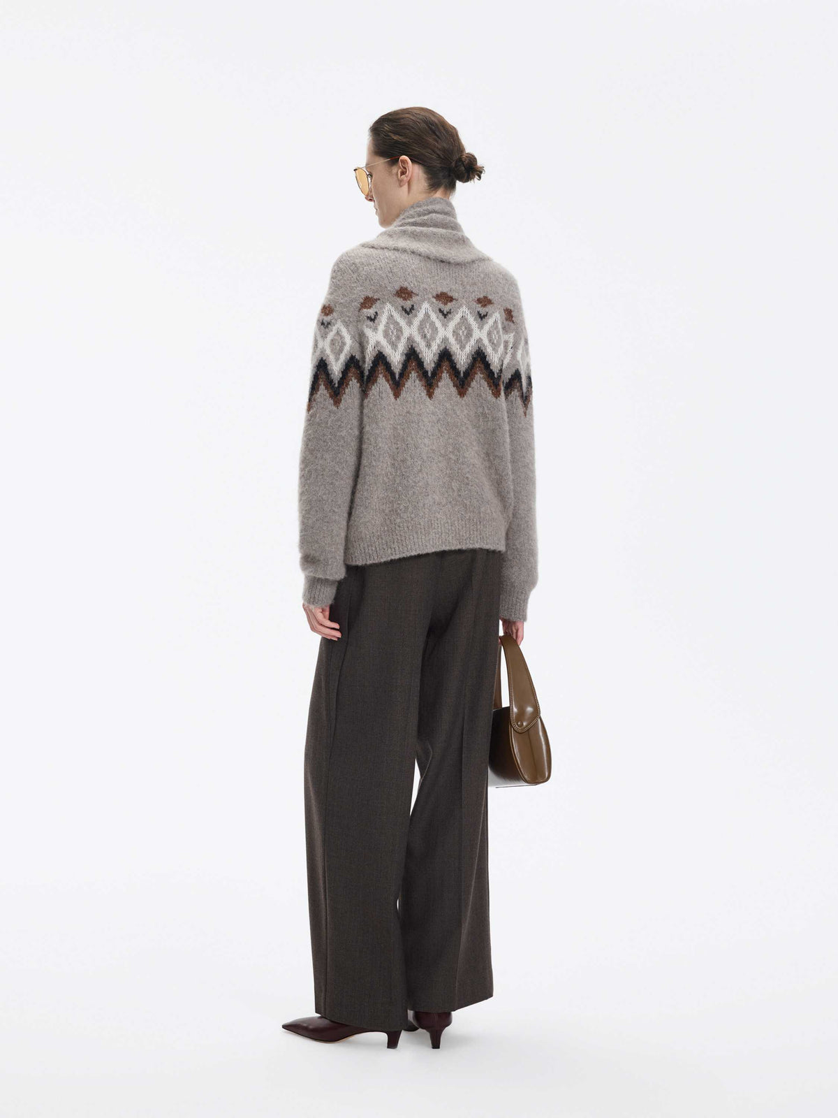 Cardigan / JNBY Alpaca Blend Geometric Knit Light Camel-2