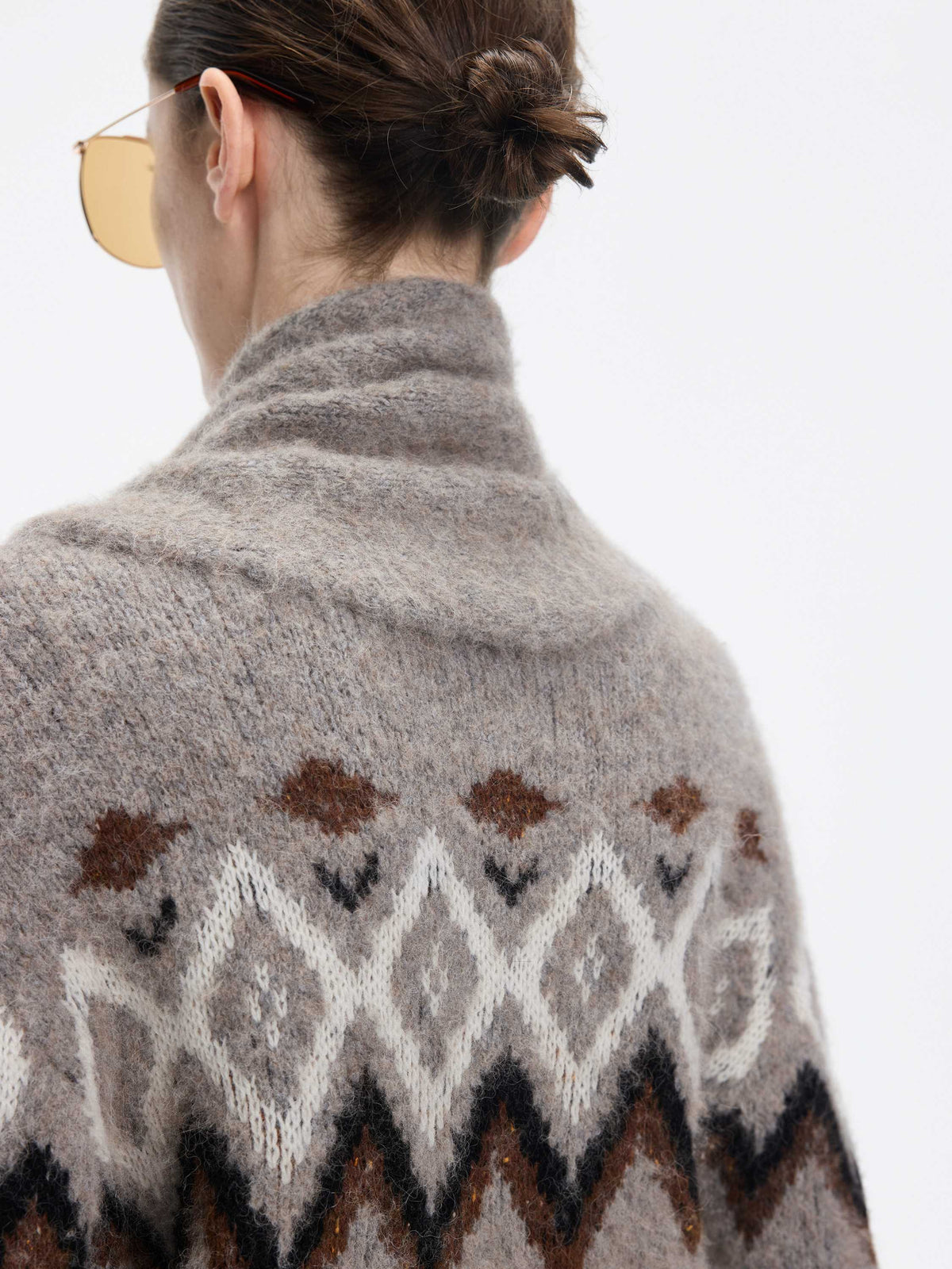 Cardigan / JNBY Alpaca Blend Geometric Knit Light Camel-2