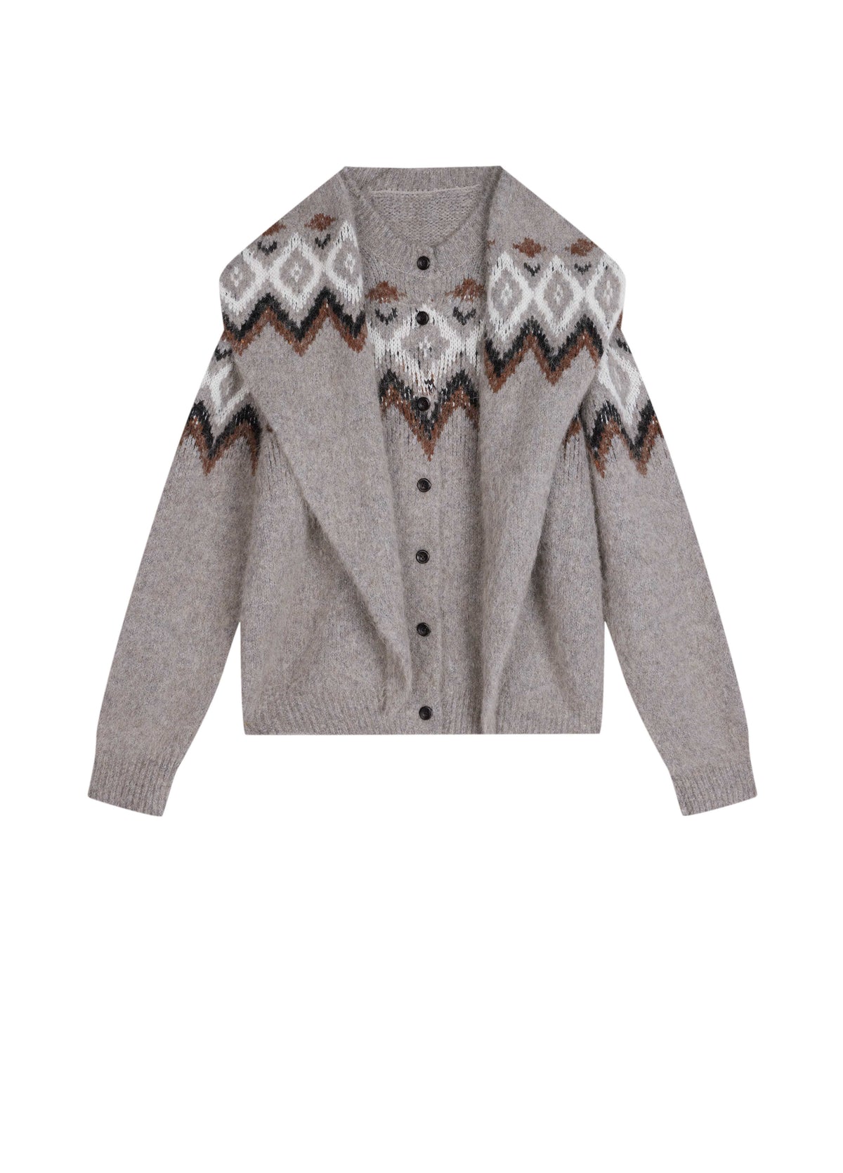 Cardigan / JNBY Alpaca Blend Geometric Knit Light Camel-2