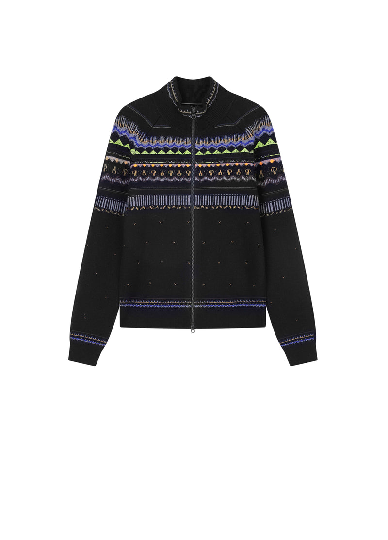 Cardigan / JNBY Merino Wool Cashmere Blend Jacquard Navy Mix-1