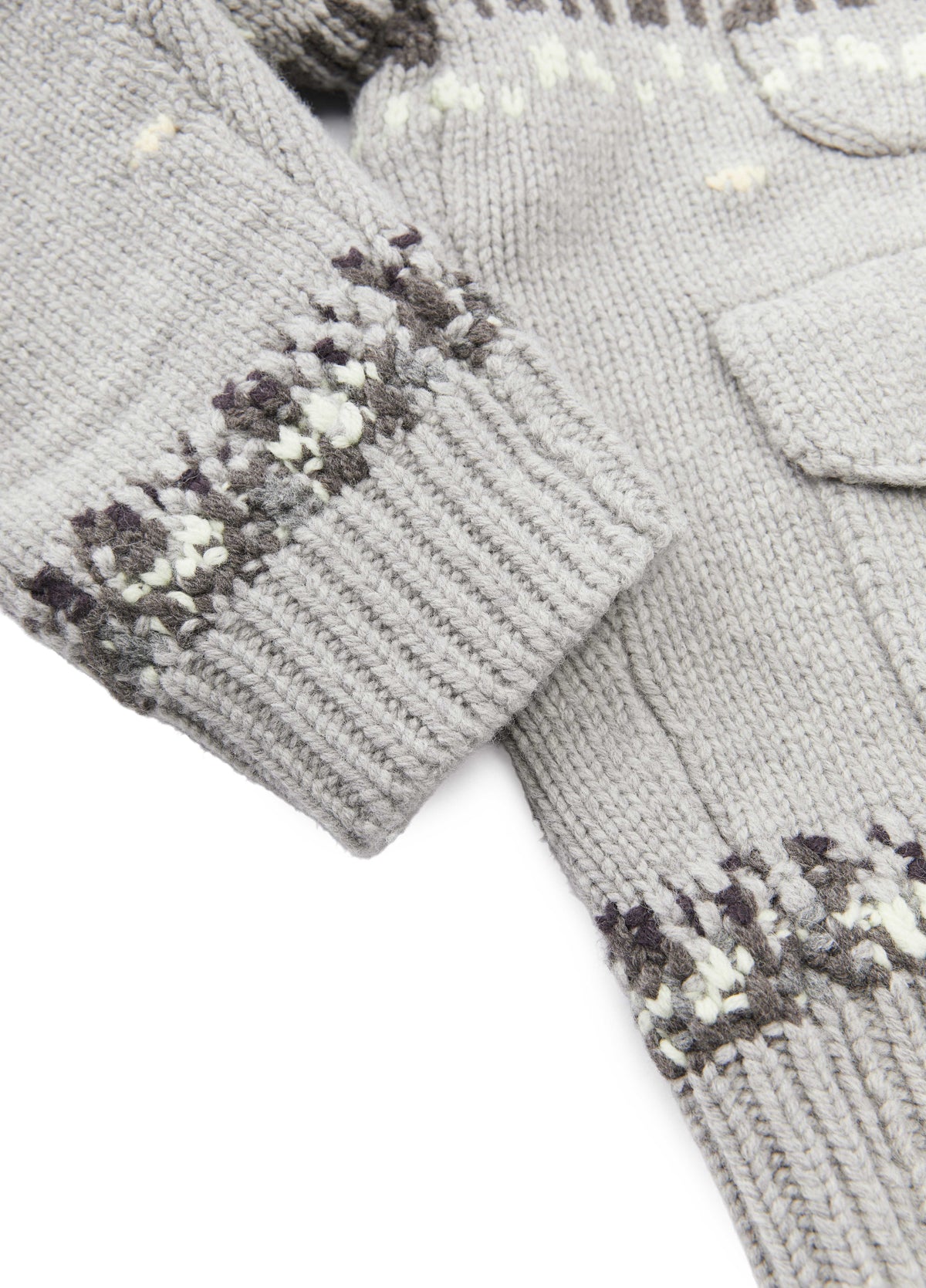 Cardigan / JNBY Merino Wool Jacquard Short Sweater Grey Mix-2