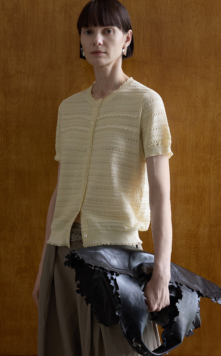 Cardigan / JNBY Open-Knit Cotton Cropped Cardigan Cream-1