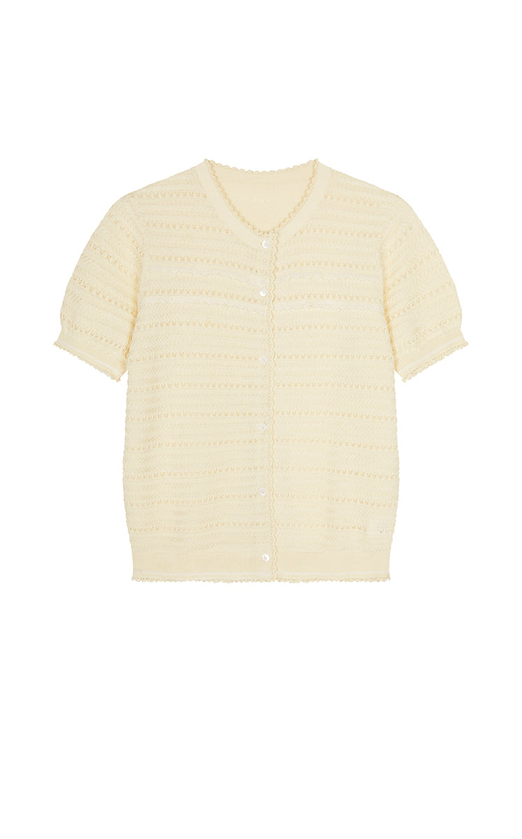 Cardigan / JNBY Open-Knit Cotton Cropped Cardigan Cream-1