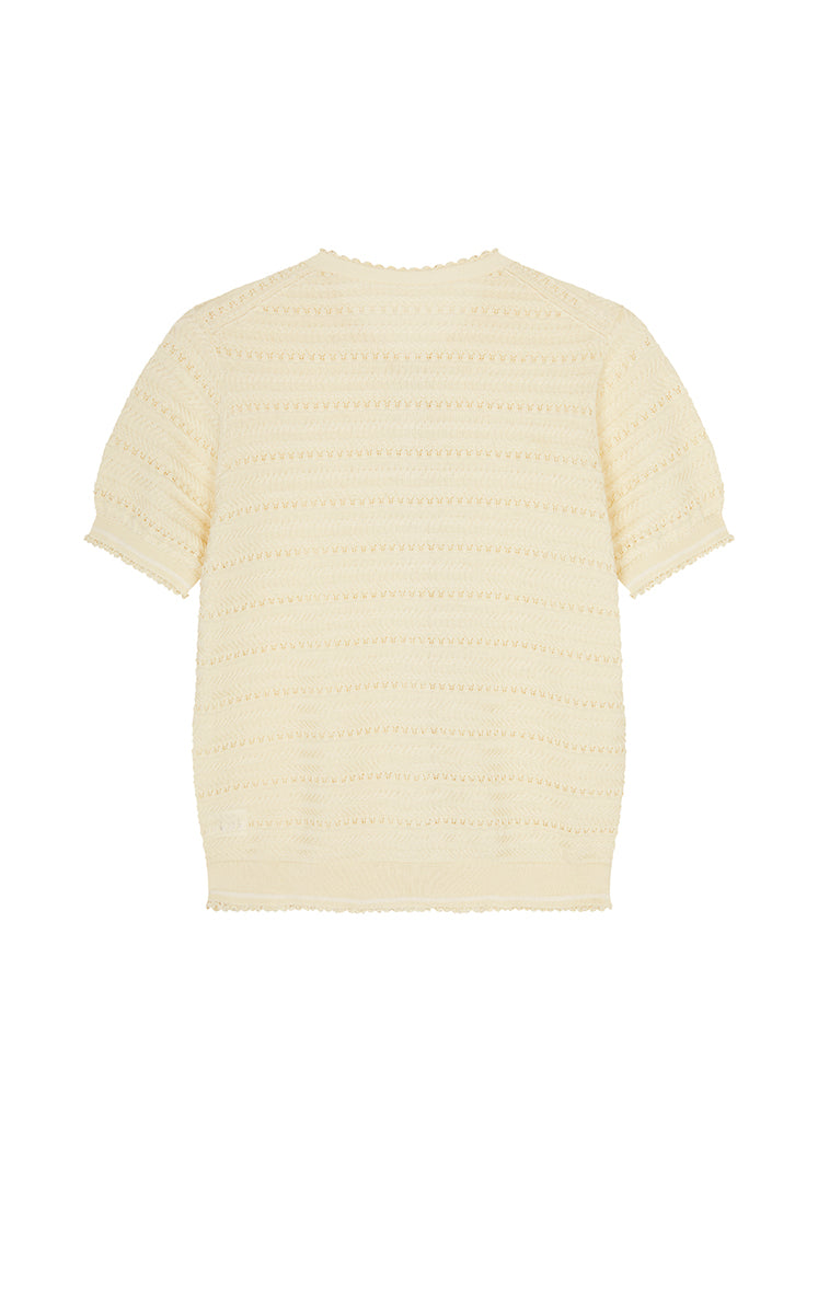 Cardigan / JNBY Open-Knit Cotton Cropped Cardigan Cream-1