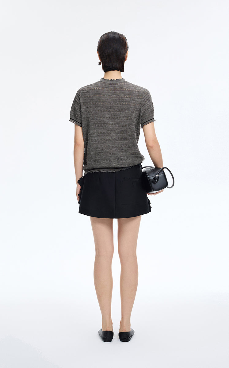 Cardigan / JNBY Open-Knit Cotton Cropped Cardigan Mid Grey Marl-2