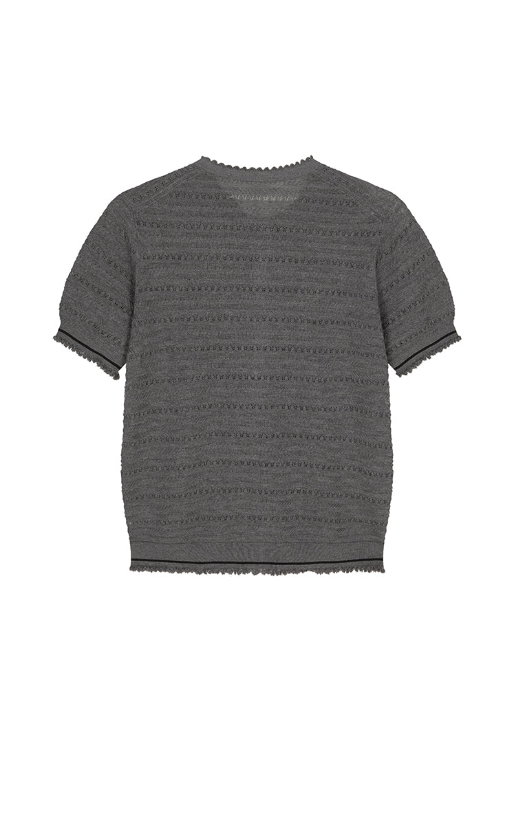 Cardigan / JNBY Open-Knit Cotton Cropped Cardigan Mid Grey Marl-2
