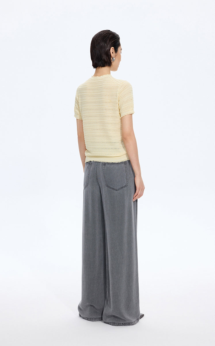 Cardigan / JNBY Open-Knit Cotton Cropped Cardigan Cream-1
