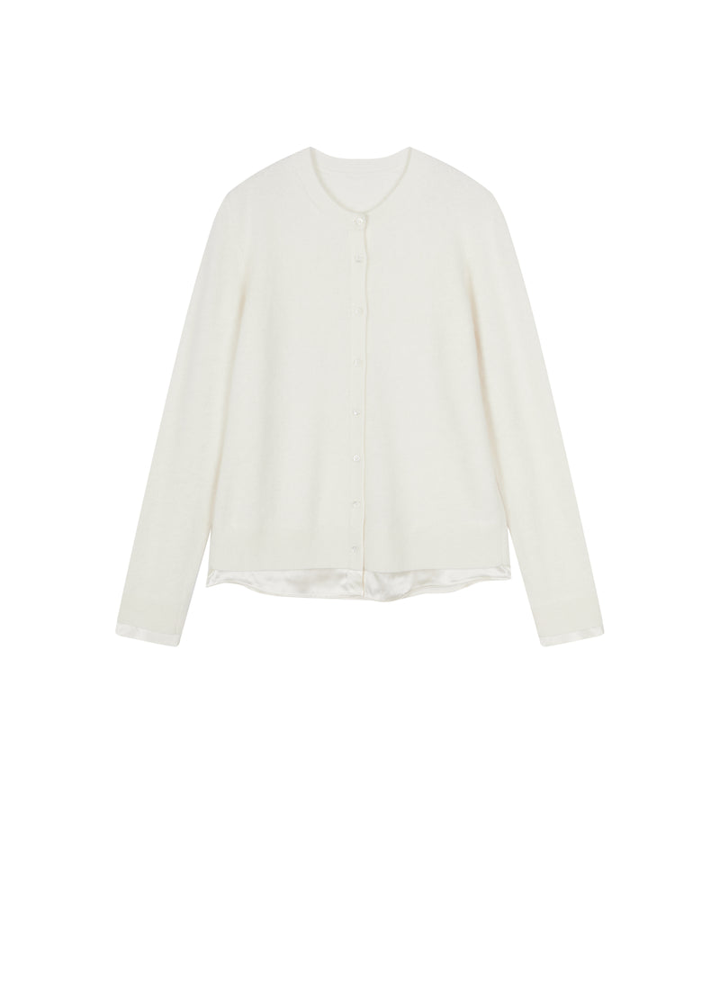 Cardigan / JNBY Wool Cashmere Silk Blend Open Front Sweater Pale Off-White-2