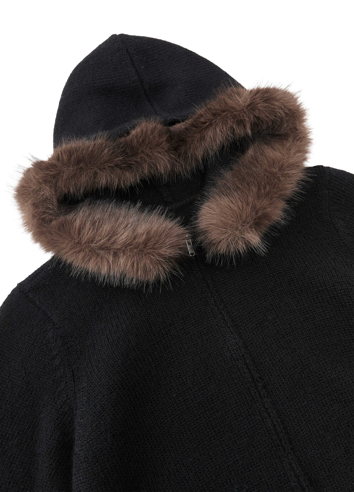 Cardigan / JNBY Wool Hooded Cropped Sweater Black-1