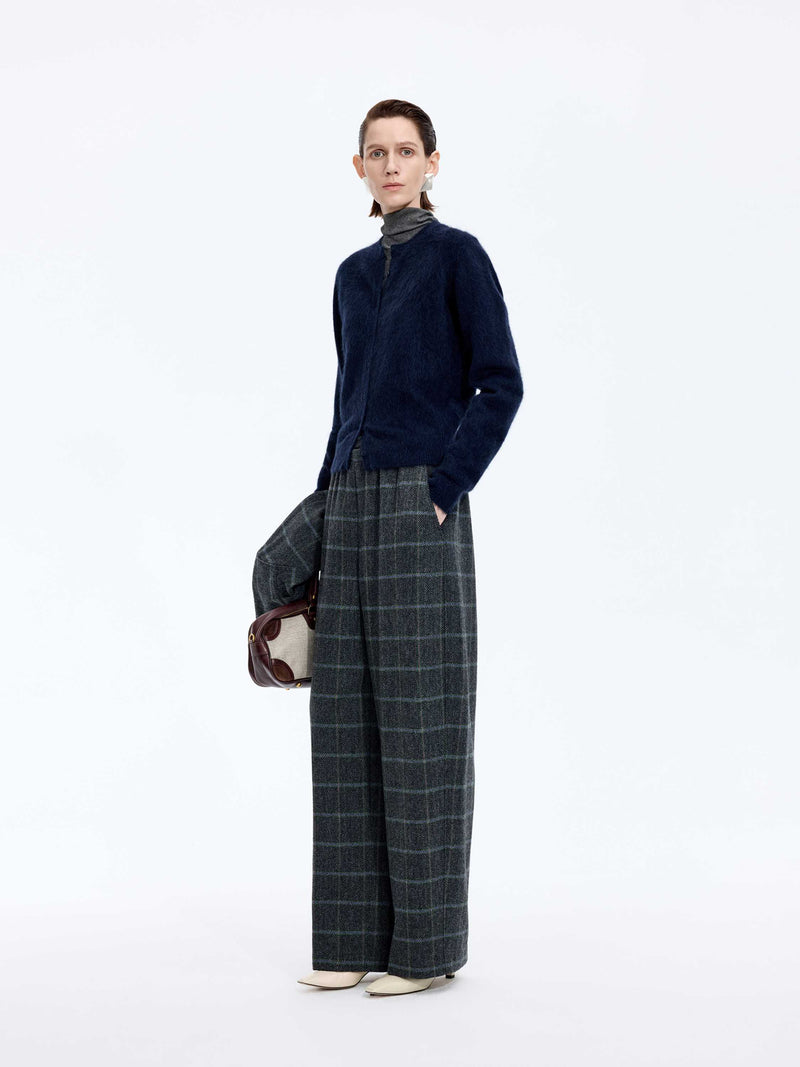 Cardigan / JNBY Yak Wool Blend Cropped Open Front Sweater black navy blue-3