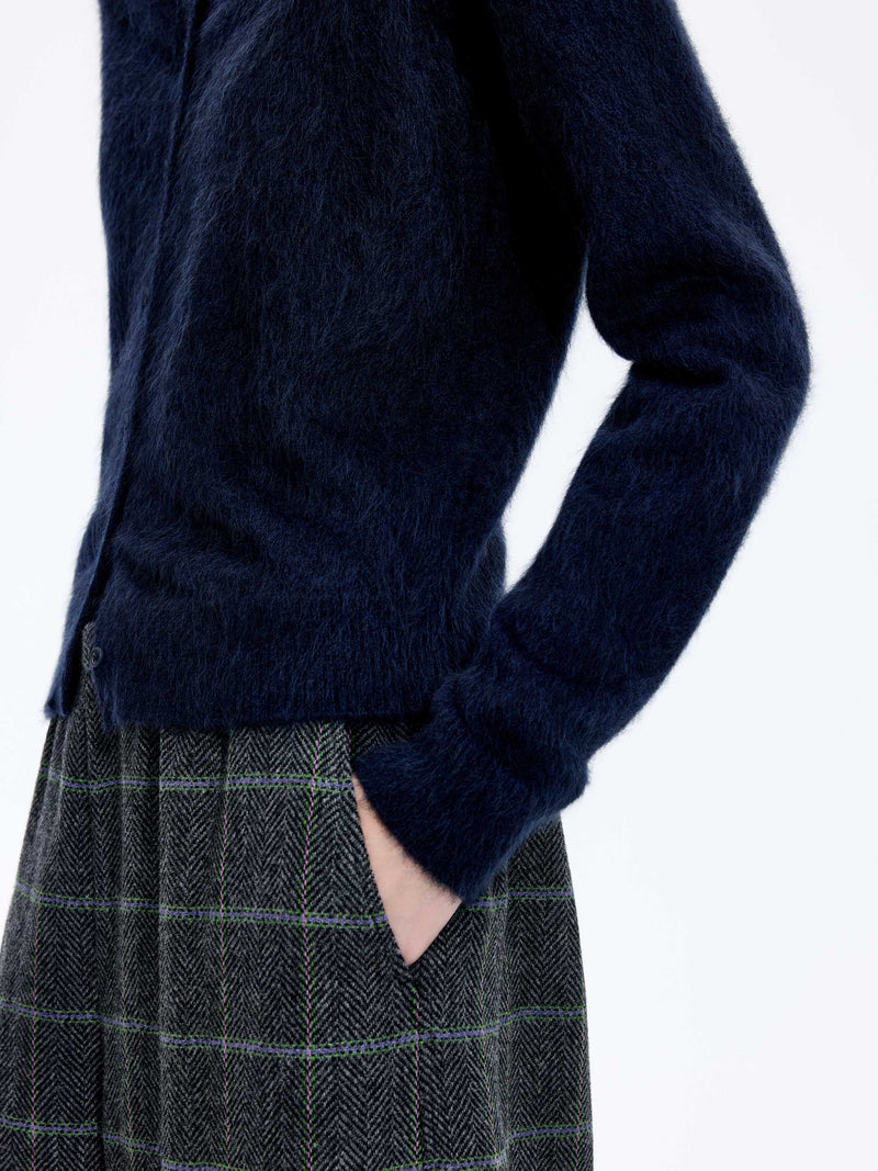 Cardigan / JNBY Yak Wool Blend Cropped Open Front Sweater black navy blue-3
