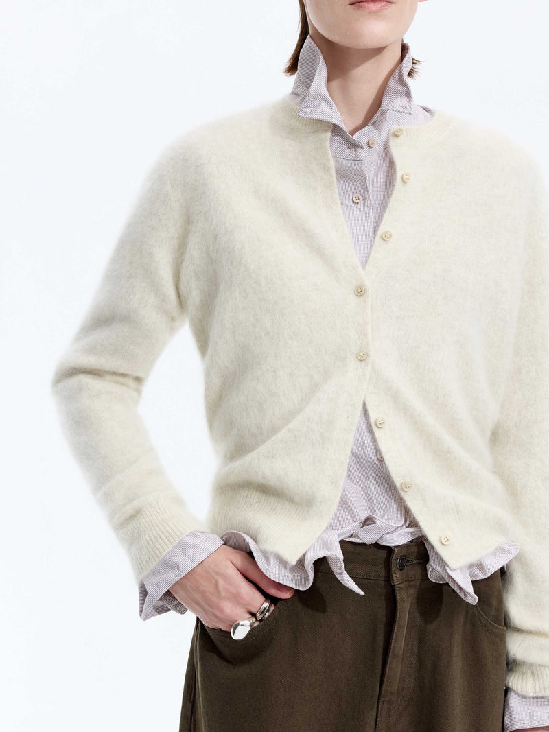Cardigan / JNBY Yak Wool Blend Cropped Open Front Sweater Rice white-1