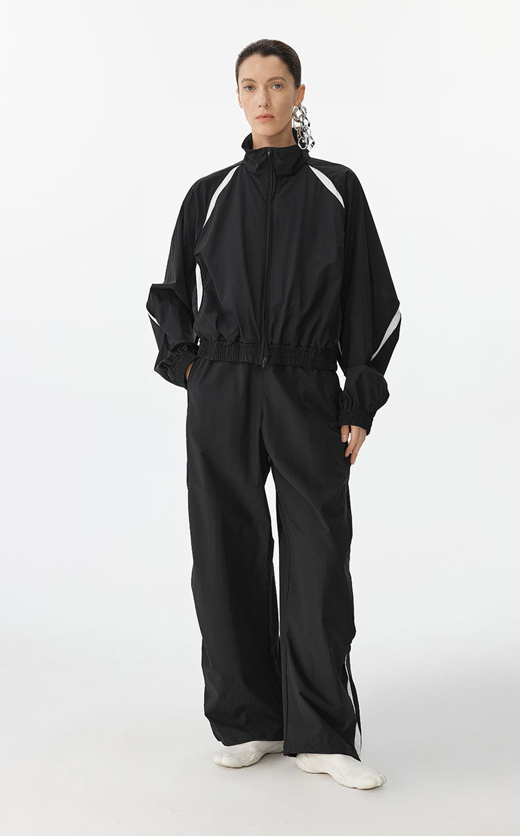Coat / JNBY Colorblock Fishbone-Fit Jacket Black