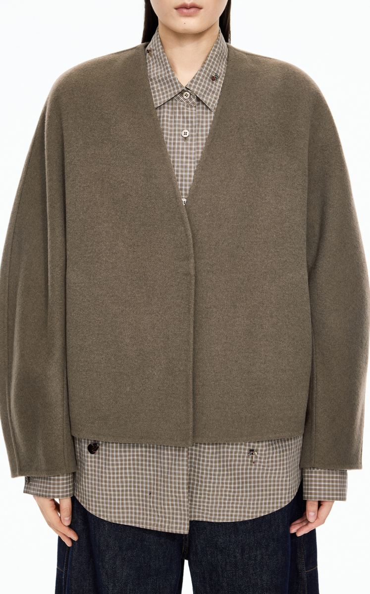 Coat / (ESG)JNBY Collarless Wool Blend Coat