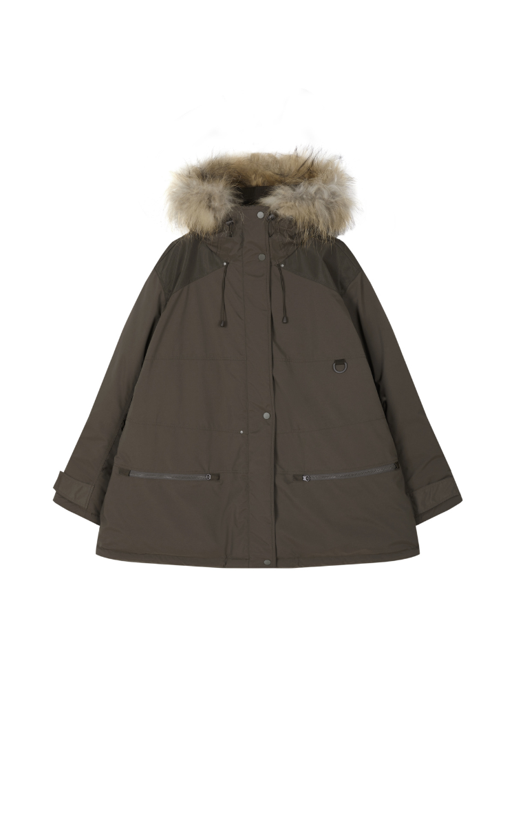 Coat / (Extreme Cold Weather) JNBY Water-Repellent A-Line Down Coat Dark Brown
