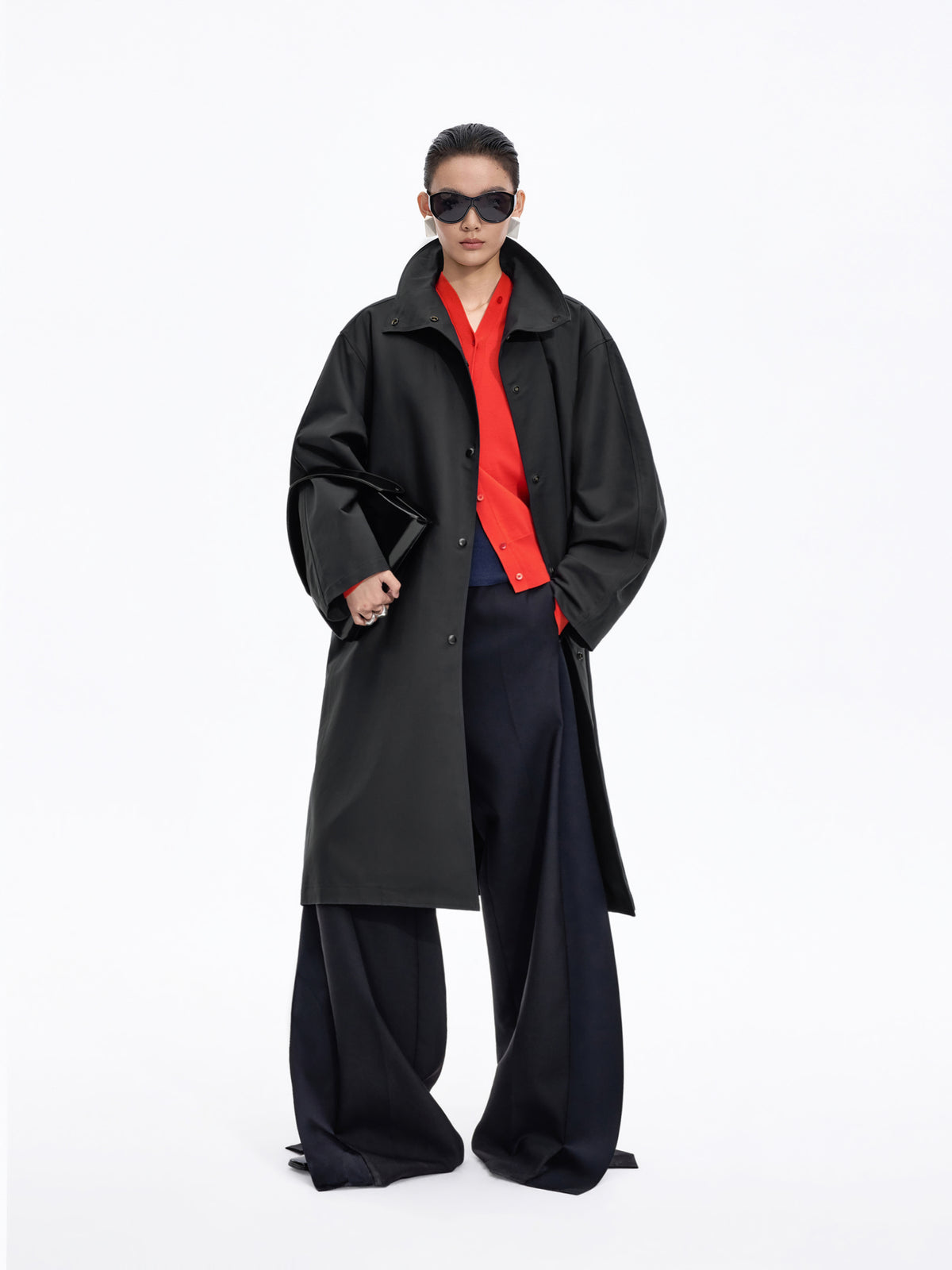 Coat / JNBY Cotton Oversized A-Line Trench Coat Black