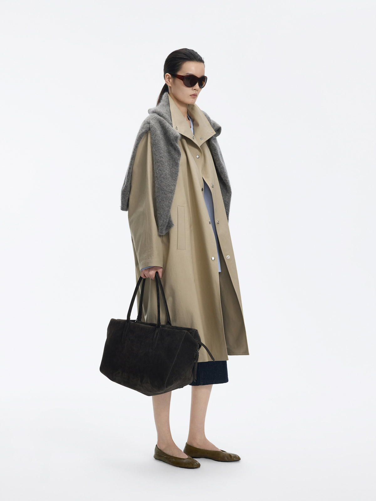 Coat / JNBY Cotton Oversized A-Line Trench Coat