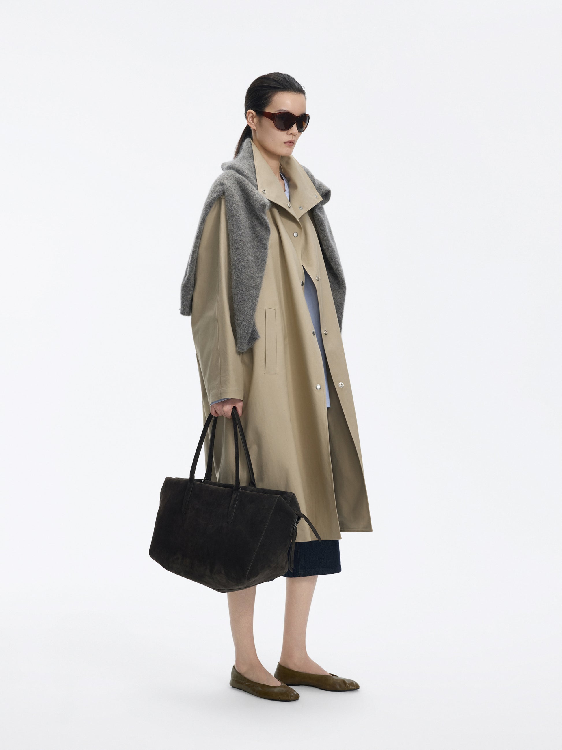 Coat / JNBY Cotton Oversized A-Line Trench Coat
