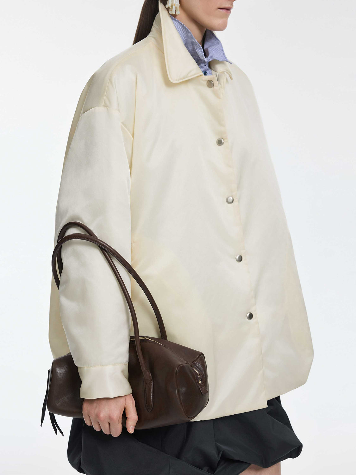Coat / JNBY Oversized Recycled Nylon Mid-Length Jacket Cream White-1