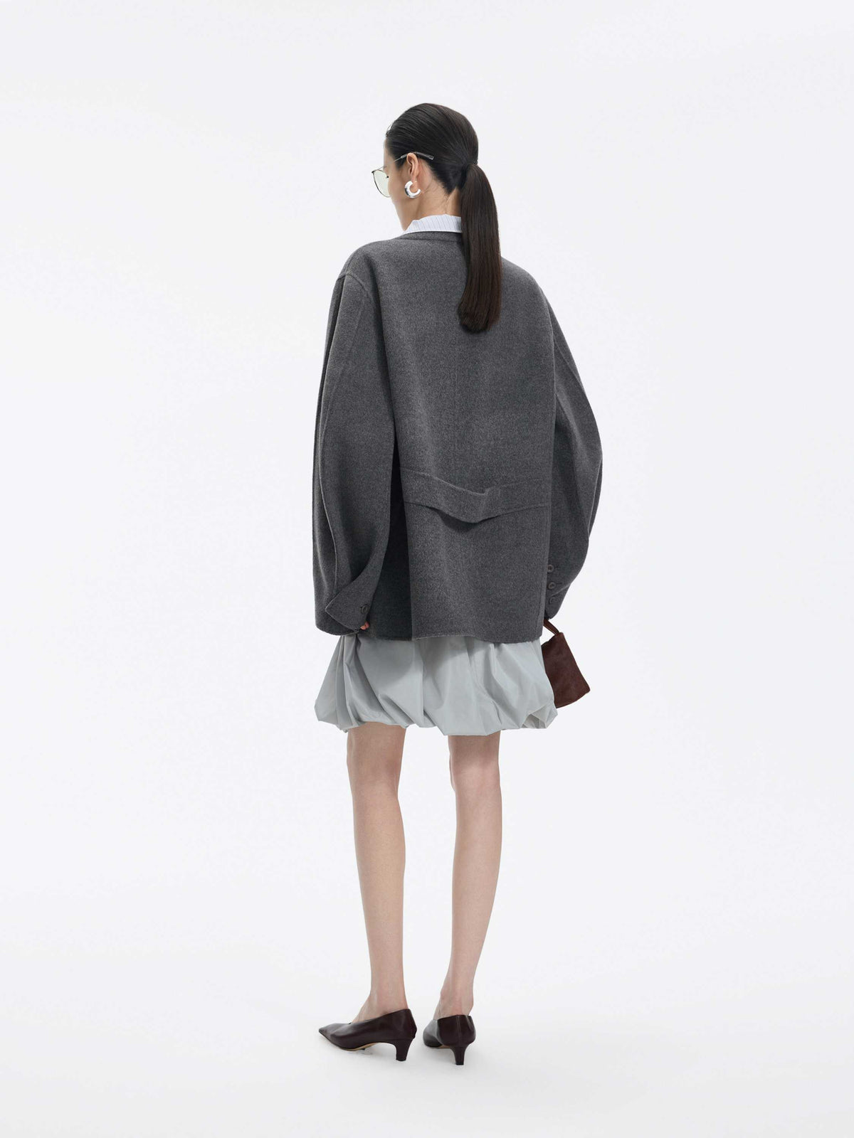 Coat / JNBY Oversized Wool Double-Face Blazer Heather Grey-1