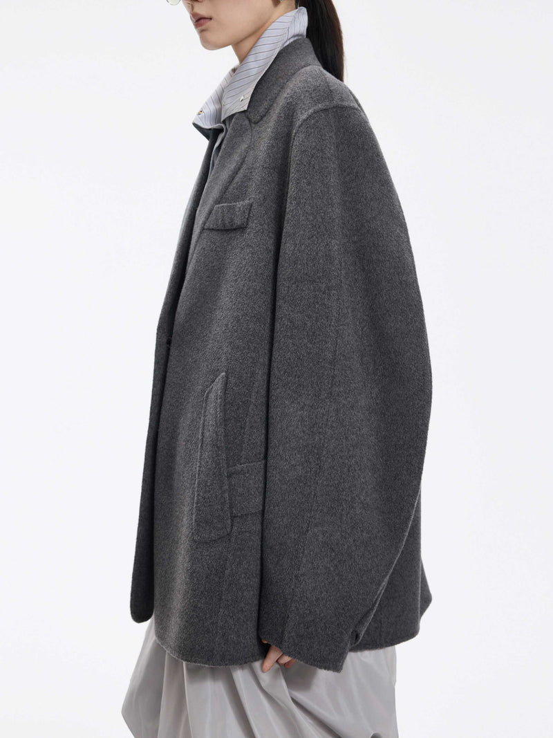 Coat / JNBY Oversized Wool Double-Face Blazer Heather Grey-1