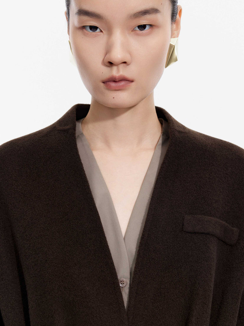 Coat / JNBY Wool Double-Faced X-Silhouette Blazer Dark brown green-3