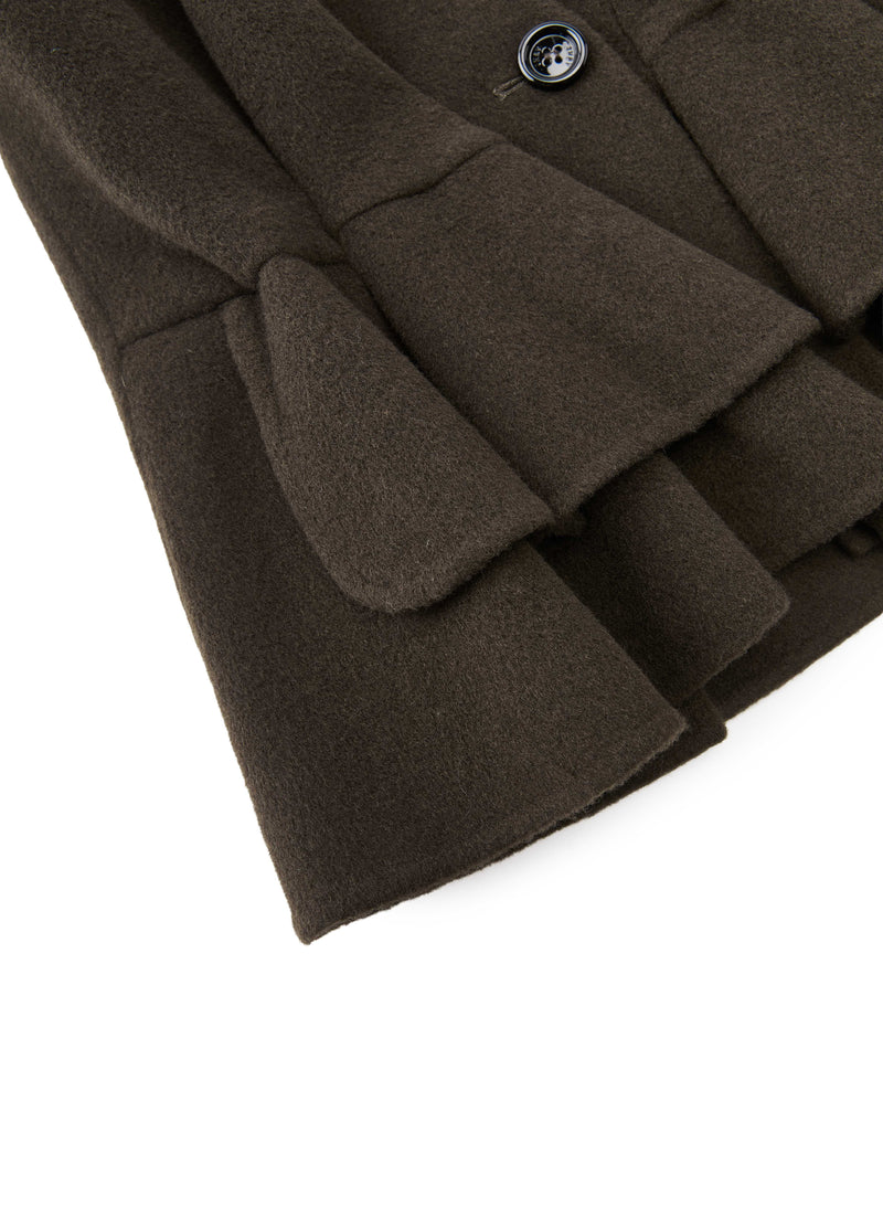 Coat / JNBY Wool Double-Faced X-Silhouette Blazer Dark brown green-3
