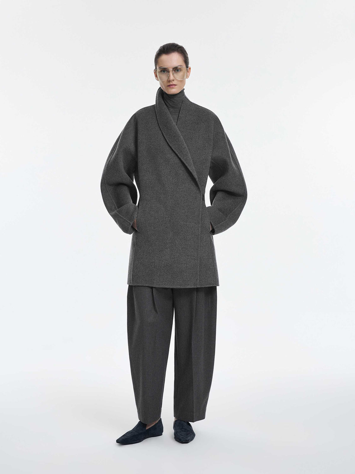 Coat / JNBY Wool Double-Faced X-Silhouette Coat miscellaneous grey-1