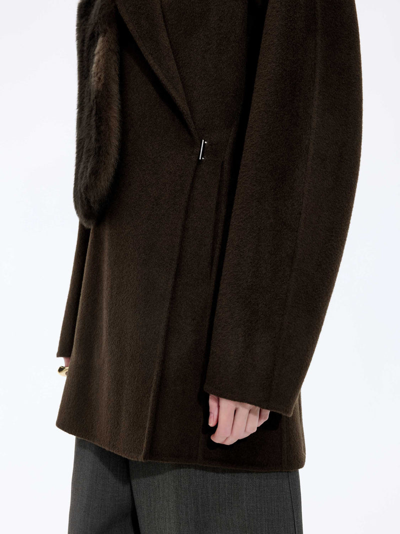 Coat / JNBY Wool Double-Faced X-Silhouette Coat Dark brown green-2