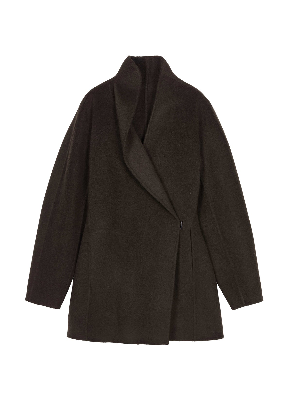 Coat / JNBY Wool Double-Faced X-Silhouette Coat Dark brown green-2