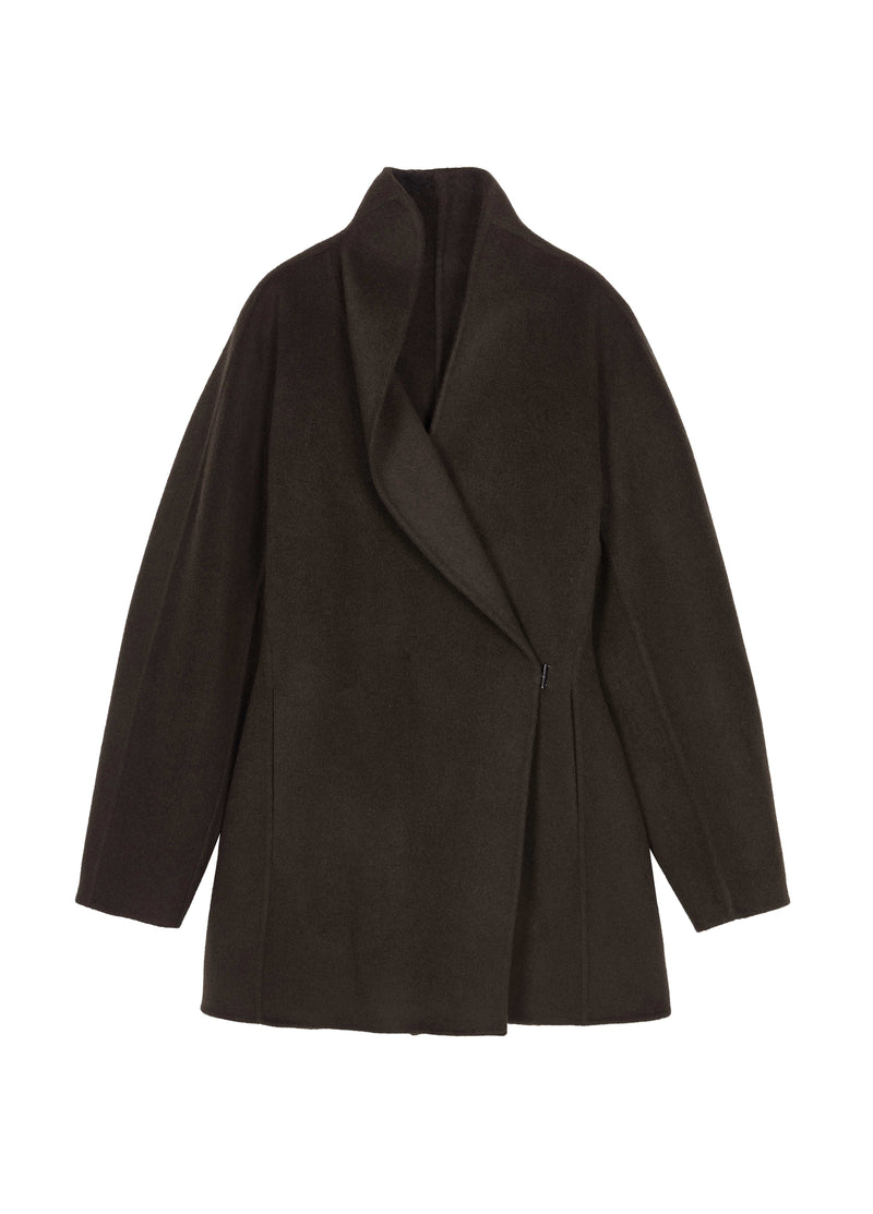 Coat / JNBY Wool Double-Faced X-Silhouette Coat Dark brown green-2