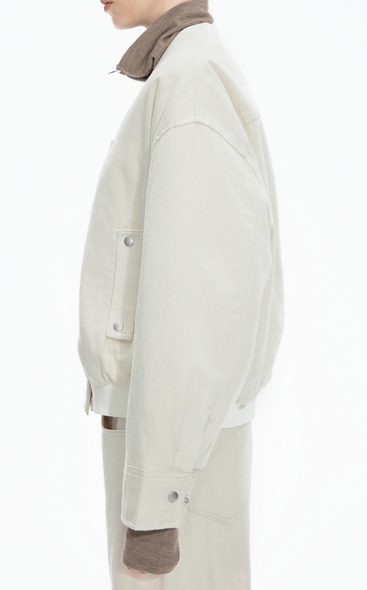 Down Coat / JNBY Denim texture Cropped Bomber Down Coat