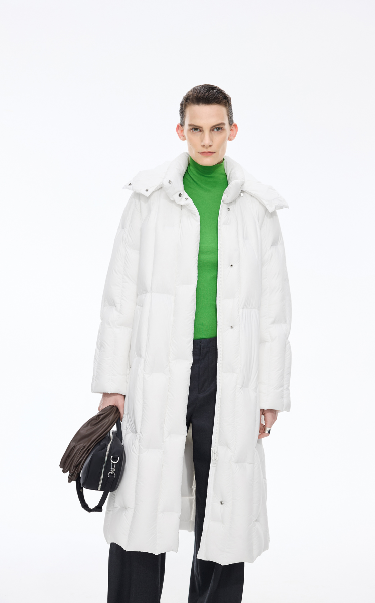 Down Coat / JNBY Long Streamlined Hooded Goose Down Coat